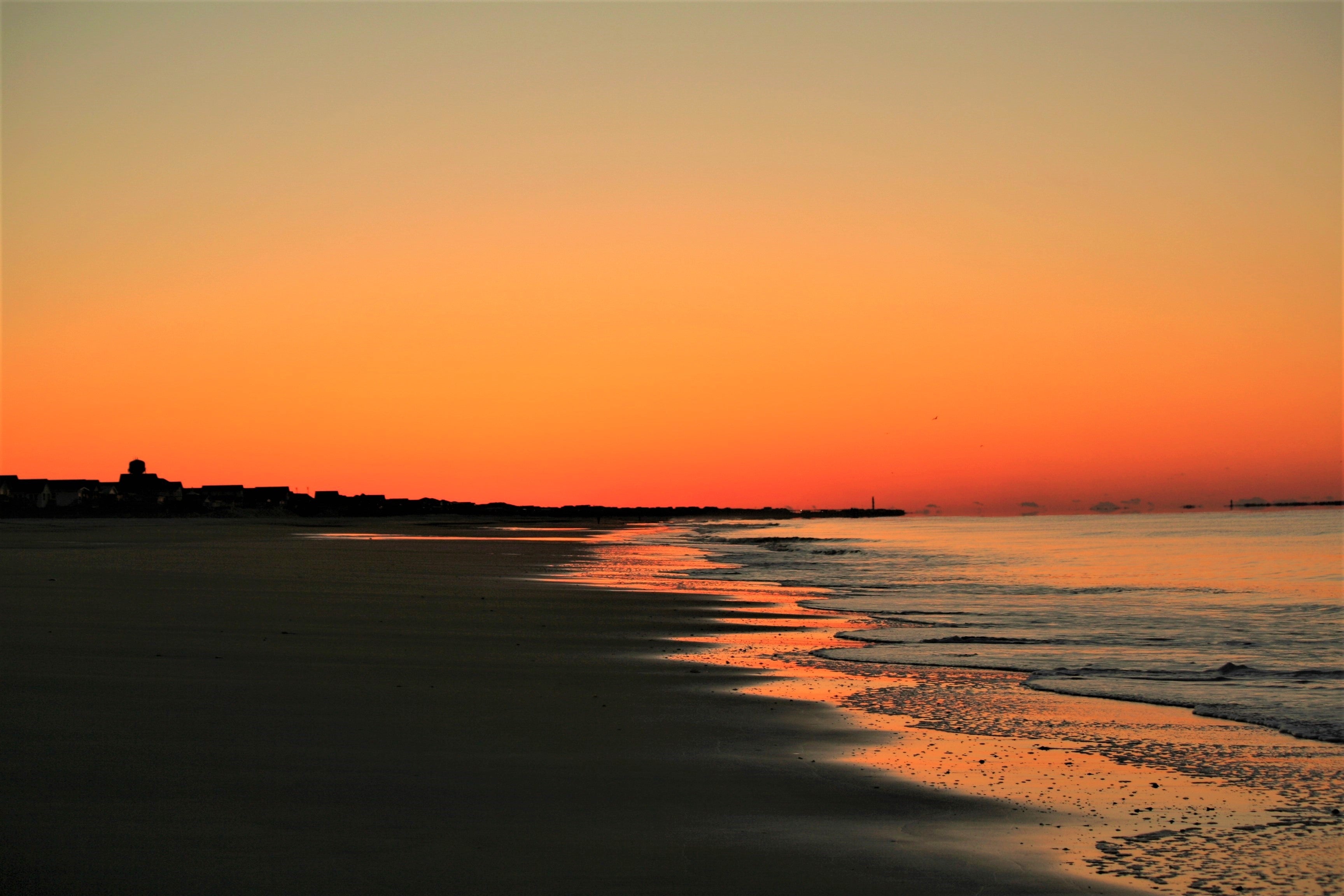 A sunset on a beach