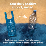Your daily positive impact, sorted. Each poo bag you use funds the recovery of one bottle's worth of ocean-bound plastic.
